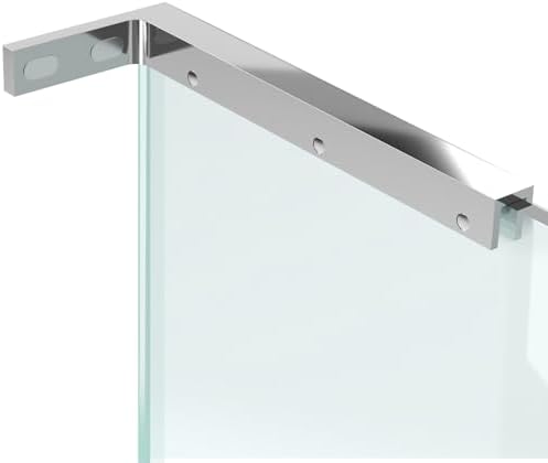 LukLoy Fixed Glass Bracket, Wall to Glass Shower Support Bar, One-Piece Casting L Shape Stabilizer Mounting Bracket for 8-12mm Shower Glass Panel, No Drill in Glass(Black, Right)