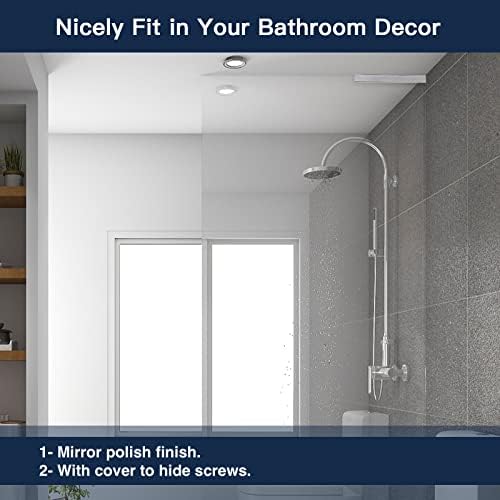 LukLoy Fixed Glass Shower Panel Wall to Glass Support Bar, Frameless Glass Clamp L Shape Stabilizer Mounting Bracket, No-Drill-in-Glass (Mirror Chrome, Glass on The Right)