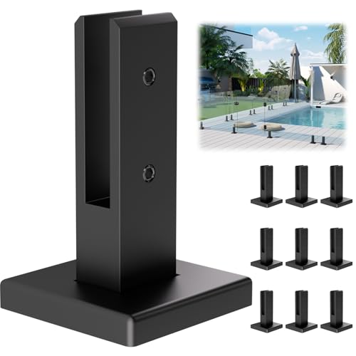 LukLoy 4 Pack Designed for 12mm Glass Railing, N.W 3.09lb Heavy Duty Glass Railing Spigot SS304 Clamp Brackets for Balustrade Stairs Railing Pool Balcony with Outdoor Powder Coating - Level 3