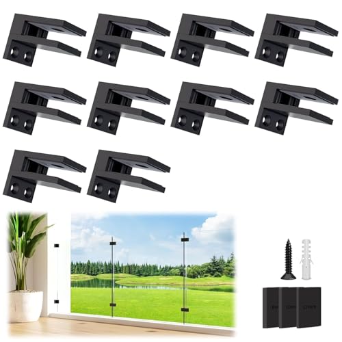 LukLoy 4 Pack 90 Degree Railing Glass to Glass Clamp, Stainless Steel 304 Bracket Thickened Heavy-Duty Clamp No Drilling for Glass Balustrade Railing Pool Fence Black