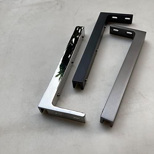 LukLoy Fixed Glass Shower Panel Wall to Glass Support Bar, Frameless Glass Clamp L Shape Stabilizer Mounting Bracket, No-Drill-in-Glass (Mirror Chrome, Glass on The Right)