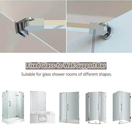 40cm / 15.7" Stainless Steel Frameless Shower Door Fixed Panel Wall-to-Glass Support Bar for 1/4" to 3/8" Thick Glass by M-Home (400mm, Chrome)