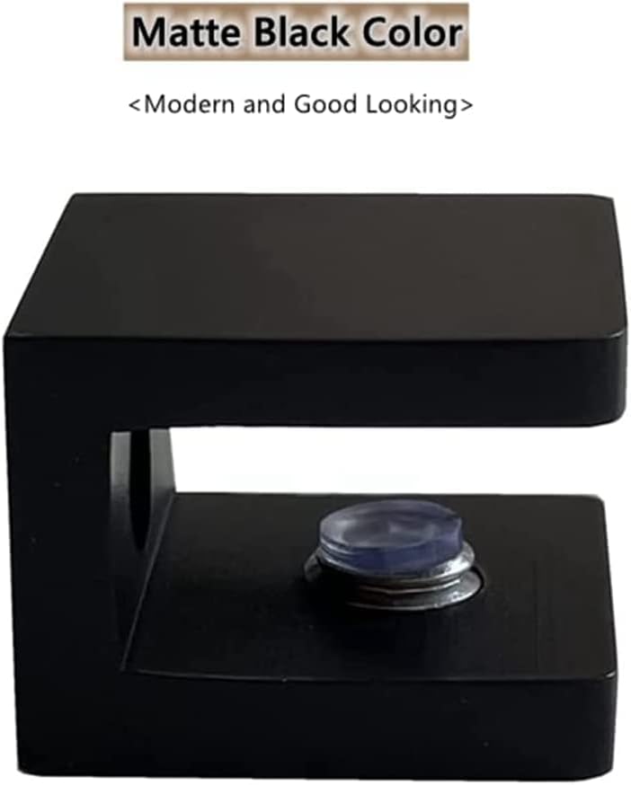 LukLoy Brass Glass Clamp, No-Drill-on-Glass Shelf Bracket Clip Holder Support for 8mm - 10mm(10, Matte Black)