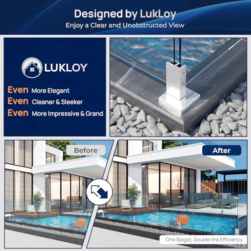 Double-Sided Glass Railing Spigot by LukLoy, Heavy Duty 4.3LB Wind-Resistant Glass Spigots SS304 Glass Railing System for Home Garden Stairs Balustrade Balcony(4 Pack, Brush Corner Spigot)